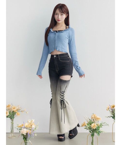 EATME（イートミー）の「ラッフルアンサンブル（Tシャツ/カットソー・レディース・ブルー/グレー/アイボリー・FREE）」の14枚目の写真