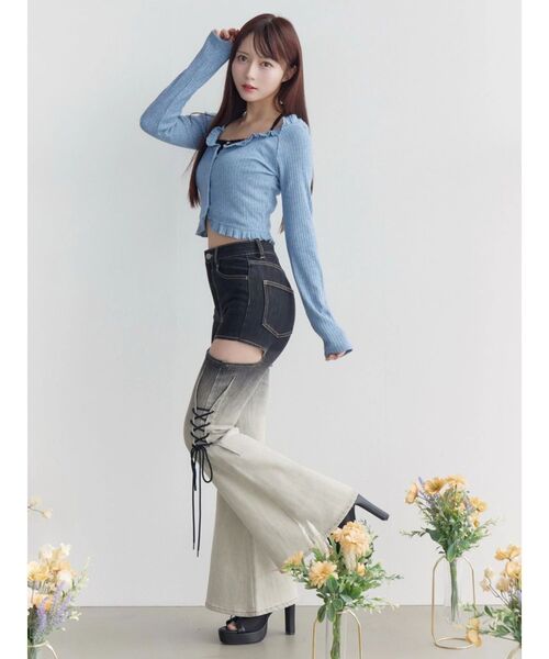 EATME（イートミー）の「ラッフルアンサンブル（Tシャツ/カットソー・レディース・ブルー/グレー/アイボリー・FREE）」の16枚目の写真