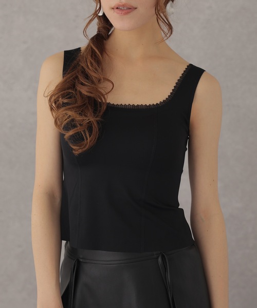 Lace Ladies（レースレディース）の「レース フリル レイヤード カップ付き タンクトップ（タンクトップ・レディース・アイボリー/ブラック・FREE）」の5枚目の写真