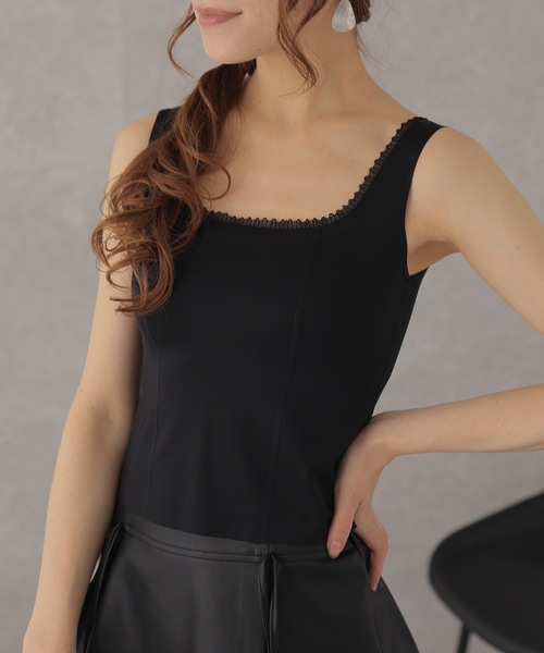 Lace Ladies（レースレディース）の「レース フリル レイヤード カップ付き タンクトップ（タンクトップ・レディース・アイボリー/ブラック・FREE）」の8枚目の写真