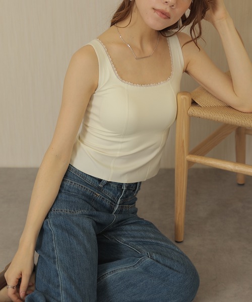 Lace Ladies（レースレディース）の「レース フリル レイヤード カップ付き タンクトップ（タンクトップ・レディース・アイボリー/ブラック・FREE）」の13枚目の写真