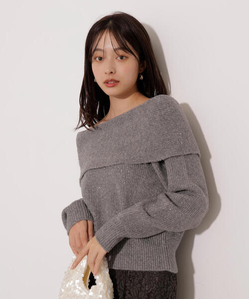 PROPORTION BODY DRESSING(プロポーションボディドレッシング)の「ラメ入りオフショルニット / 1216170006(ニット/セーター・レディース・ベージュ/ダークグレー/ブラウン・SMALL/MEDIUM)」の19枚目の写真