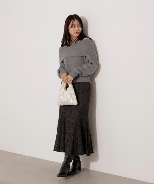 PROPORTION BODY DRESSING(プロポーションボディドレッシング)の「ラメ入りオフショルニット / 1216170006(ニット/セーター・レディース・ベージュ/ダークグレー/ブラウン・SMALL/MEDIUM)」の21枚目の写真