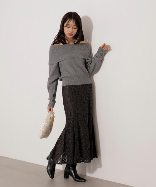 PROPORTION BODY DRESSING(プロポーションボディドレッシング)の「ラメ入りオフショルニット / 1216170006(ニット/セーター・レディース・ベージュ/ダークグレー/ブラウン・SMALL/MEDIUM)」の22枚目の写真