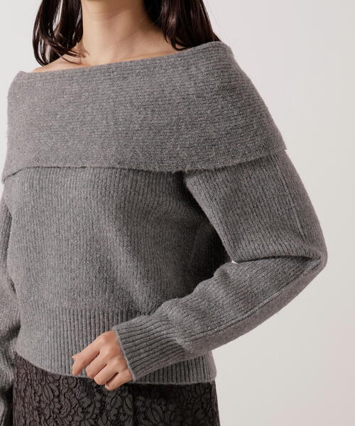 PROPORTION BODY DRESSING(プロポーションボディドレッシング)の「ラメ入りオフショルニット / 1216170006(ニット/セーター・レディース・ベージュ/ダークグレー/ブラウン・SMALL/MEDIUM)」の7枚目の写真