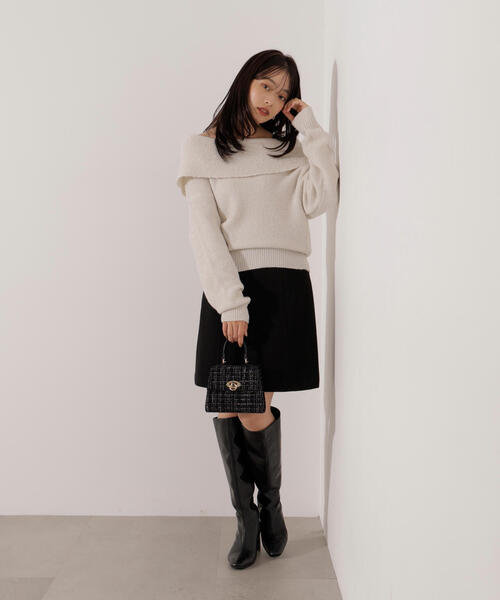 PROPORTION BODY DRESSING(プロポーションボディドレッシング)の「ラメ入りオフショルニット / 1216170006(ニット/セーター・レディース・ベージュ/ダークグレー/ブラウン・SMALL/MEDIUM)」の11枚目の写真