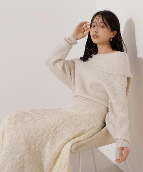 PROPORTION BODY DRESSING(プロポーションボディドレッシング)の「ラメ入りオフショルニット / 1216170006(ニット/セーター・レディース・ベージュ/ダークグレー/ブラウン・SMALL/MEDIUM)」の14枚目の写真