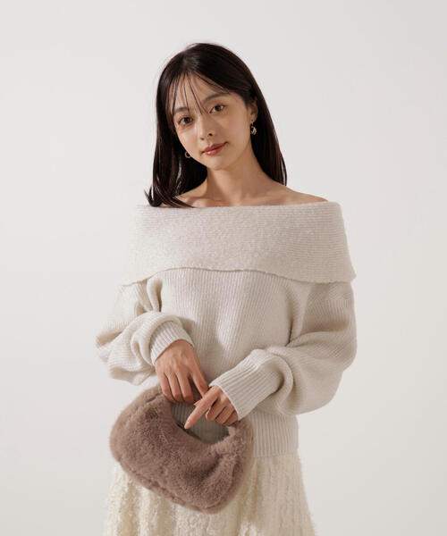 PROPORTION BODY DRESSING(プロポーションボディドレッシング)の「ラメ入りオフショルニット / 1216170006(ニット/セーター・レディース・ベージュ/ダークグレー/ブラウン・SMALL/MEDIUM)」の15枚目の写真