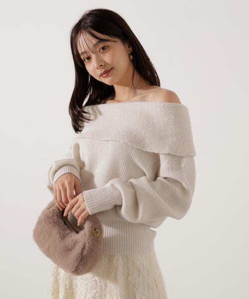 PROPORTION BODY DRESSING(プロポーションボディドレッシング)の「ラメ入りオフショルニット / 1216170006(ニット/セーター・レディース・ベージュ/ダークグレー/ブラウン・SMALL/MEDIUM)」の16枚目の写真