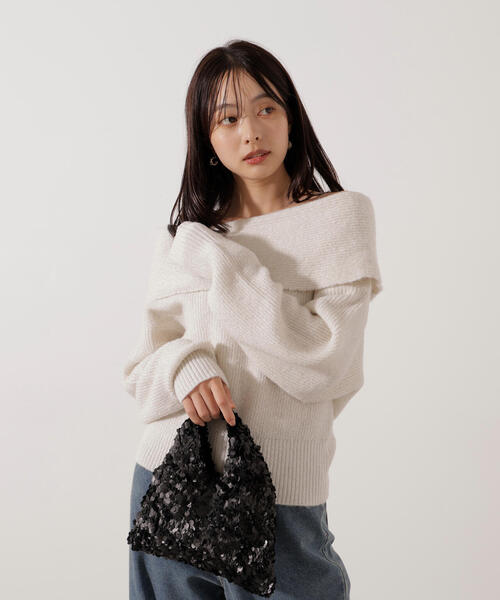 PROPORTION BODY DRESSING(プロポーションボディドレッシング)の「ラメ入りオフショルニット / 1216170006(ニット/セーター・レディース・ベージュ/ダークグレー/ブラウン・SMALL/MEDIUM)」の17枚目の写真