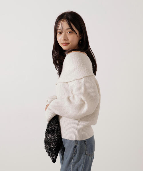 PROPORTION BODY DRESSING(プロポーションボディドレッシング)の「ラメ入りオフショルニット / 1216170006(ニット/セーター・レディース・ベージュ/ダークグレー/ブラウン・SMALL/MEDIUM)」の18枚目の写真