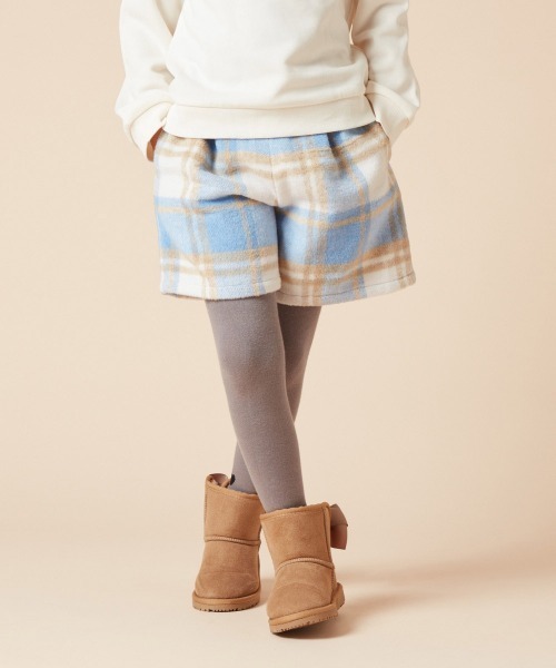 a.v.v（アーヴェヴェ）の「[100-160]シャギーチェックショートパンツ（その他パンツ・キッズ・ブラウン/ダークインディゴブルー・120/110/130/140/150/160/100）」の3枚目の写真