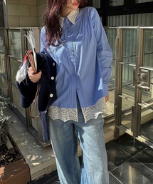 WILLFULLY | lace collar hem shoulder pintuck SH(シャツ/ブラウス)