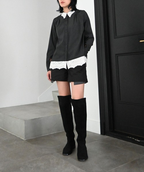 WILLFULLY(ウィルフリー)の「lace collar hem shoulder pintuck SH(シャツ/ブラウス・レディース・チャコール/サックスブルー/アイボリー・FREE)」の22枚目の写真