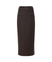バーガンディブラウンウールロングスカート