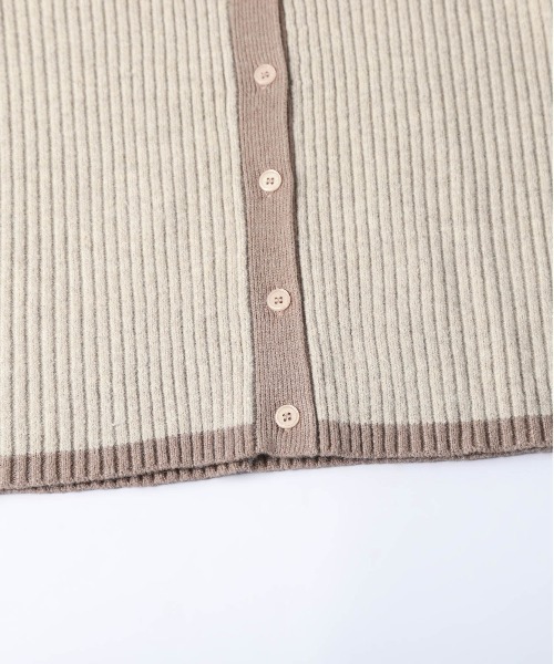 セール】バイカラー ニット ポロカーディガン（カーディガン/ボレロ