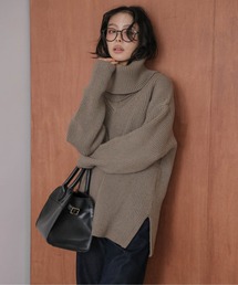AMELY（エミリー）の「ネックウォーマー付き Vネック リブニット トップス（ニット/セーター）」