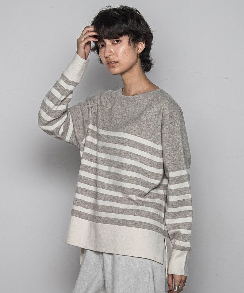 セール】【ふわもち】ボーダーニット≪洗濯機で洗える≫（ニット