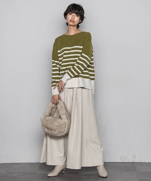 MAYSON GREY(メイソングレイ)の「【ふわもち】ボーダーニット≪洗濯機で洗える≫(ニット/セーター・レディース・ブラック系その他/アイボリー/ベージュ系その他/レッド系その他/グリーン系その他・M)」の6枚目の写真