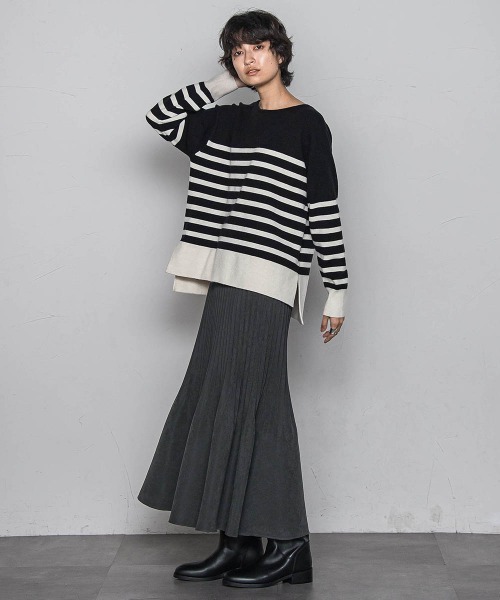 MAYSON GREY(メイソングレイ)の「【ふわもち】ボーダーニット≪洗濯機で洗える≫(ニット/セーター・レディース・ブラック系その他/アイボリー/ベージュ系その他/レッド系その他/グリーン系その他・M)」の10枚目の写真