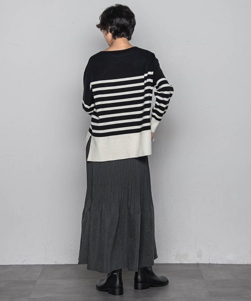 MAYSON GREY(メイソングレイ)の「【ふわもち】ボーダーニット≪洗濯機で洗える≫(ニット/セーター・レディース・ブラック系その他/アイボリー/ベージュ系その他/レッド系その他/グリーン系その他・M)」の11枚目の写真