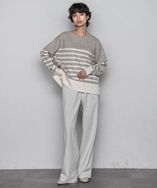 セール】【ふわもち】ボーダーニット≪洗濯機で洗える≫（ニット