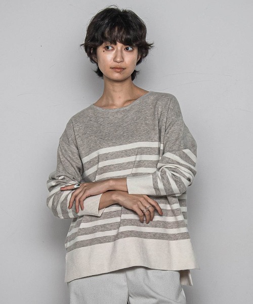 MAYSON GREY(メイソングレイ)の「【ふわもち】ボーダーニット≪洗濯機で洗える≫(ニット/セーター・レディース・ブラック系その他/アイボリー/ベージュ系その他/レッド系その他/グリーン系その他・M)」の14枚目の写真