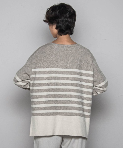 MAYSON GREY(メイソングレイ)の「【ふわもち】ボーダーニット≪洗濯機で洗える≫(ニット/セーター・レディース・ブラック系その他/アイボリー/ベージュ系その他/レッド系その他/グリーン系その他・M)」の15枚目の写真