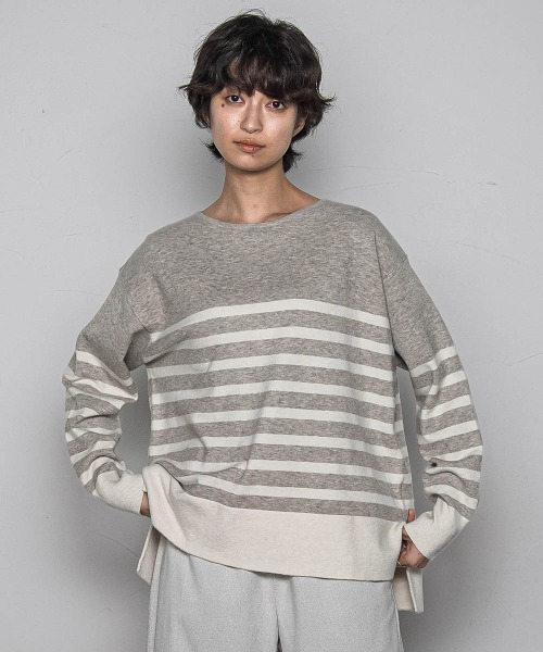 MAYSON GREY(メイソングレイ)の「【ふわもち】ボーダーニット≪洗濯機で洗える≫(ニット/セーター・レディース・ブラック系その他/アイボリー/ベージュ系その他/レッド系その他/グリーン系その他・M)」の16枚目の写真