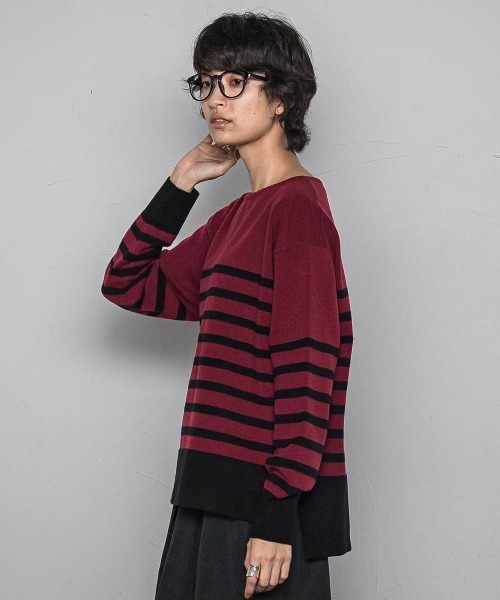 MAYSON GREY(メイソングレイ)の「【ふわもち】ボーダーニット≪洗濯機で洗える≫(ニット/セーター・レディース・ブラック系その他/アイボリー/ベージュ系その他/レッド系その他/グリーン系その他・M)」の21枚目の写真