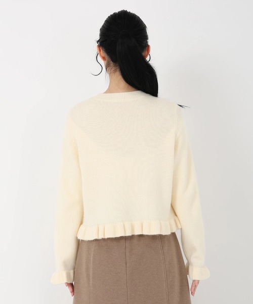 STRAWBERRY-FIELDS(ストロベリーフィールズ)の「エイミーアンゴラ_アンゴラ混フリルアクセントニット(ニット/セーター・レディース・オフホワイト/キャメル/レッド・2)」の8枚目の写真