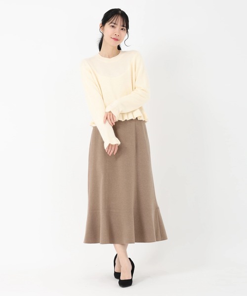 STRAWBERRY-FIELDS(ストロベリーフィールズ)の「エイミーアンゴラ_アンゴラ混フリルアクセントニット(ニット/セーター・レディース・オフホワイト/キャメル/レッド・2)」の13枚目の写真