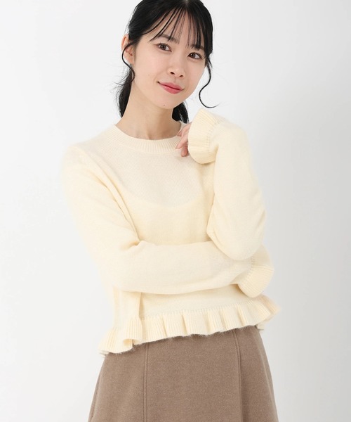 STRAWBERRY-FIELDS(ストロベリーフィールズ)の「エイミーアンゴラ_アンゴラ混フリルアクセントニット(ニット/セーター・レディース・オフホワイト/キャメル/レッド・2)」の6枚目の写真