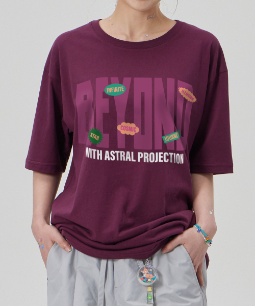 ASTRAL PROJECTION（アストラルプロジェクション）の「[ビヨンドウィズアストラル]コットンルーズフィット半袖Tシャツ_プラムパープル（Tシャツ/カットソー・メンズ・その他・LARGE/MEDIUM/X-LARGE/XX-LARGE）」の5枚目の写真