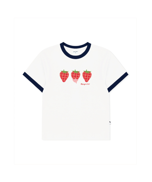 PAGESIISII(ページシシ)の「ストロベリーフォンデュプリンティングリンガー半袖Tシャツネイビー(Tシャツ/カットソー・レディース・その他・MEDIUM)」の2枚目の写真