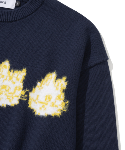 KNITTED（ニッティド）の「[NITTED X QWER DEMO] CAT'S BAND ROUND KNIT NAVY（ニット/セーター・レディース・その他・MEDIUM/LARGE）」の7枚目の写真