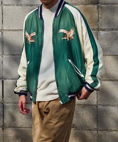 GOLD（ゴールド）の「GOLD / ゴールド：別注 SOUVENIR JACKET AGED MODEL：25B-GL15736AK[MUS]（スカジャン・メンズ・ブルー系その他・M/L/XL）」の2枚目の写真