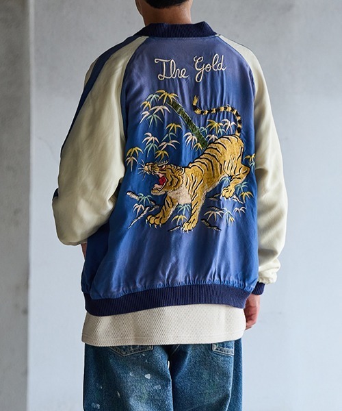 GOLD（ゴールド）の「GOLD / ゴールド：別注 SOUVENIR JACKET AGED MODEL：25B-GL15736AK[MUS]（スカジャン・メンズ・ブルー系その他・M/L/XL）」の6枚目の写真