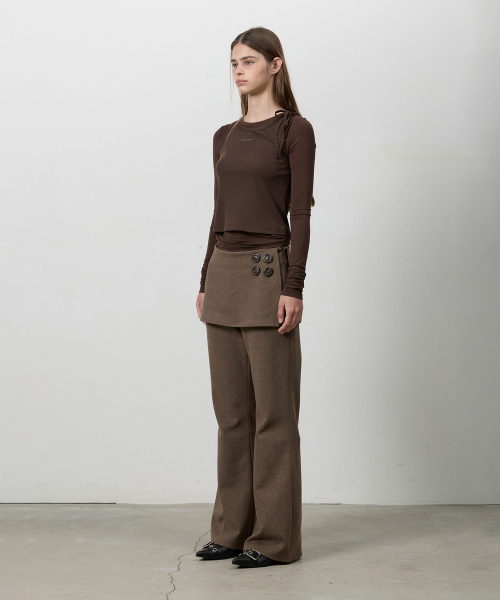 THREE TO EIGHTY（スリートゥエイティー）の「SIDE BUTTON LAYER PANTS BROWN（その他パンツ・レディース・その他・SMALL/MEDIUM）」の2枚目の写真