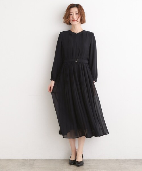 grove(グローブ)の「◆【手洗いOK】シフォンプリーツワンピース(ワンピース・レディース・ブラック/ネイビー・01/05/04/03/02)」の7枚目の写真