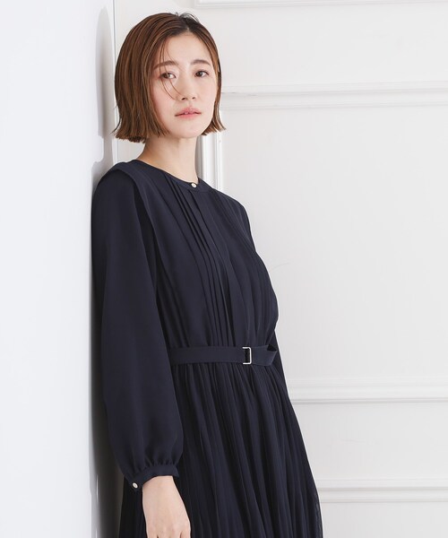 grove(グローブ)の「◆【手洗いOK】シフォンプリーツワンピース(ワンピース・レディース・ブラック/ネイビー・01/05/04/03/02)」の5枚目の写真