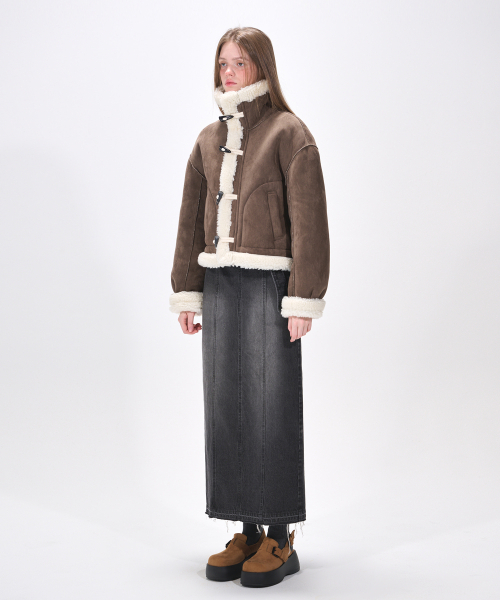 ETMON(エトモン)の「High-Neck Suede Mustang Coat, Brown(ムートンコート・レディース・その他・FREE)」の10枚目の写真