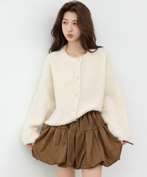 DAY CLOSET(デイ クローゼット)の「【ぺチパン付き/ゴム入り】ふんわり盛れる。上品 フェイクスエード 韓国っぽ ボリューム バルーン リボン ミニ スカート レディース(スカート・レディース・ブラウン/ブラック・FREE)」の11枚目の写真