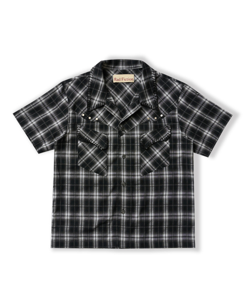 RUSTY HAND STITCH CURVED LINE SHIRT / BLACK CHECK