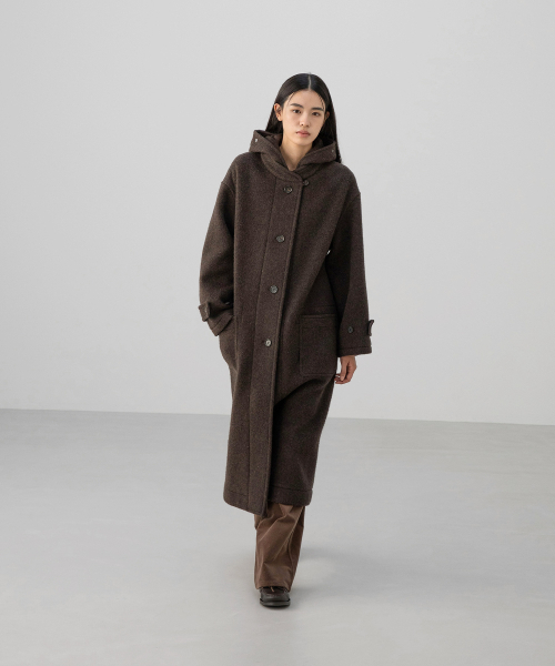 w. Clair Detachable Hooded Coat (Heather Brown)