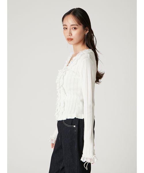 フリルレースコンビニットカーデ（カーディガン/ボレロ）｜FRAY I.D