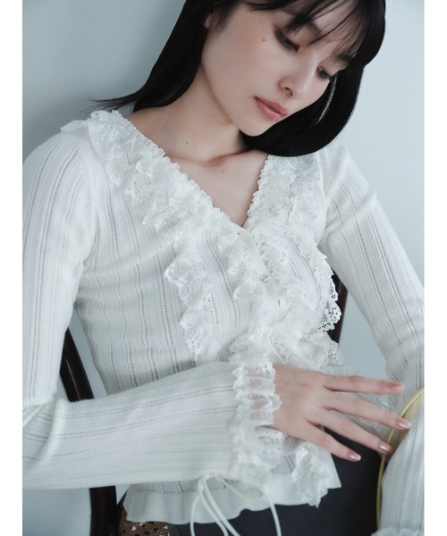 フリルレースコンビニットカーデ（カーディガン/ボレロ）｜FRAY I.D