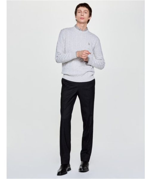 HAZZYS（ ヘジス）の「[25FW][アイコニック] グレーキャッシュミックスケーブルクルーネックニット（ニット/セーター・メンズ・その他・90/100/110/95/105）」の5枚目の写真