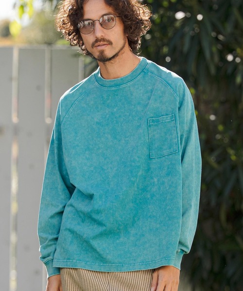 CAMBIO(カンビオ)の「mlt5516- Snow Wash Pocket Long Sleeve Tee カットソー(CMP-261-006)(Tシャツ/カットソー・メンズ・ブラック/グレイッシュベージュ/ブルー・S/M/L)」の1枚目の写真