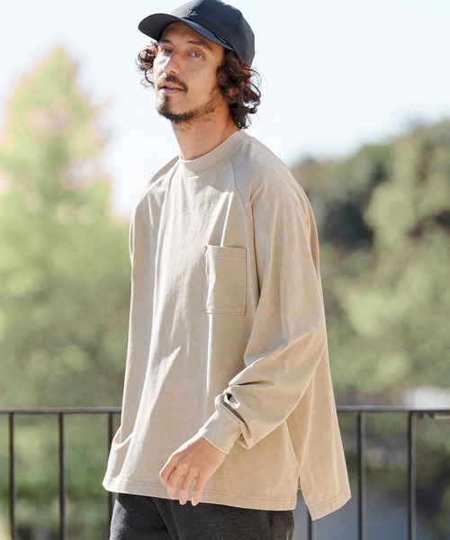 CAMBIO(カンビオ)の「mlt5516- Snow Wash Pocket Long Sleeve Tee カットソー(CMP-261-006)(Tシャツ/カットソー・メンズ・ブラック/グレイッシュベージュ/ブルー・S/M/L)」の4枚目の写真